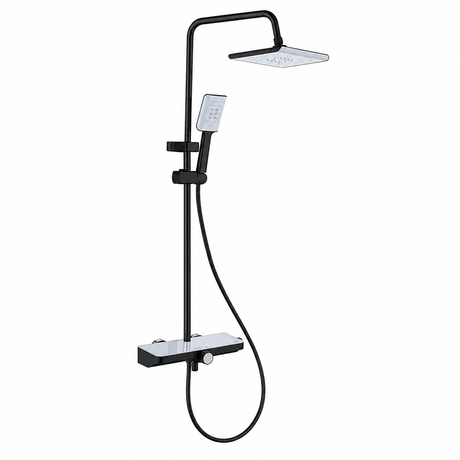 Wahkit Shower Set & Head Wahkit Matte Black Shelf Bar Wall Mounted Shower System in ABS and PPA - K-8844H