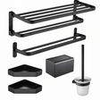 Wahkit Bathroom Accessories Wahkit Matte Black Six Piece Bathroom Accessory Set in Space Aluminum - K-G912B