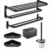 Wahkit Bathroom Accessories Wahkit Matte Black Six Piece Bathroom Accessory Set in Space Aluminum - K-G912B