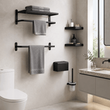 Wahkit Bathroom Accessories Wahkit Matte Black Six Piece Bathroom Accessory Set in Space Aluminum - K-G912B