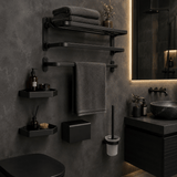 Wahkit Bathroom Accessories Wahkit Matte Black Six Piece Bathroom Accessory Set in Space Aluminum - K-G912B
