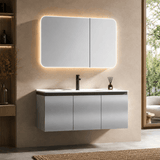 Wahkit Bathroom Vanity & Cabinets Wahkit Silver Grey Floating PVC Bathroom Vanity with Basin and Mirror 1000mm - K-6120A