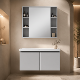 Wahkit Bathroom Vanity & Cabinets Wahkit Silver Grey PVC Bathroom Vanity with Mirror 800mm - K-0360