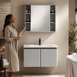Wahkit Bathroom Vanity & Cabinets Wahkit Silver Grey PVC Bathroom Vanity with Mirror 800mm - K-0360