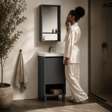 Wahkit Bathroom Vanity & Cabinets Wahkit Tall Charcoal Grey Plywood Bathroom Vanity with Basin and Mirror 430mm - K-9064B