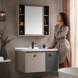 Wahkit Bathroom Vanity & Cabinets Wahkit Taupe PVC Bathroom Vanity with Basin and Mirror 600mm - K-9635