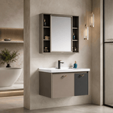 Wahkit Bathroom Vanity & Cabinets Wahkit Taupe PVC Bathroom Vanity with Basin and Mirror 600mm - K-9635
