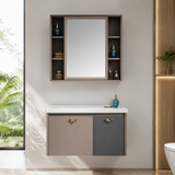 Wahkit Bathroom Vanity & Cabinets Wahkit Taupe PVC Bathroom Vanity with Basin and Mirror 600mm - K-9635