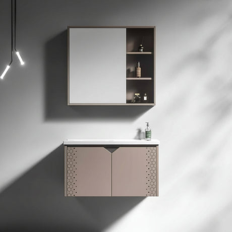 Wahkit Bathroom Vanity & Cabinets Wahkit Taupe PVC Bathroom Vanity with Mirror 800mm - K-9611