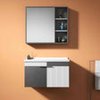 Wahkit Bathroom Vanity & Cabinets Wahkit Two-Tone Charcoal White Fluted Plywood Bathroom Vanity with Mirror Cabinet 800mm - K-9082
