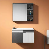 Wahkit Bathroom Vanity & Cabinets Wahkit Two-Tone Charcoal White Fluted Plywood Bathroom Vanity with Mirror Cabinet 800mm - K-9082