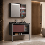 Wahkit Bathroom Vanity & Cabinets Wahkit Warm Wood Plywood and Marble Bathroom Vanity with Basin and Smart Mirror 1000mm - K-9041A