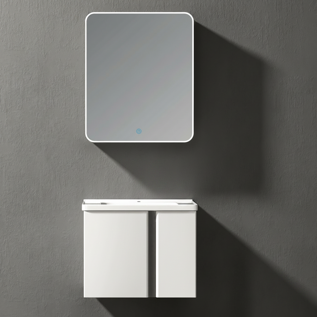 Wahkit Bathroom Vanity & Cabinets Wahkit White Aluminum Bathroom Vanity with Smart Mirror 600mm - K-9906A