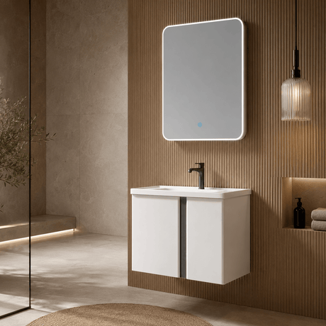 Wahkit Bathroom Vanity & Cabinets Wahkit White Aluminum Bathroom Vanity with Smart Mirror 600mm - K-9906A