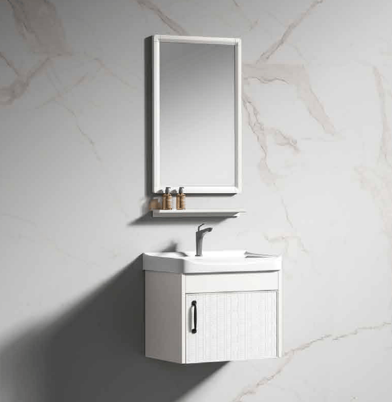 Wahkit Bathroom Vanity & Cabinets Wahkit White Compact PVC Bathroom Vanity with Basin and Mirror 430mm - K-9923