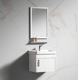 Wahkit Bathroom Vanity & Cabinets Wahkit White Compact PVC Bathroom Vanity with Basin and Mirror 430mm - K-9923