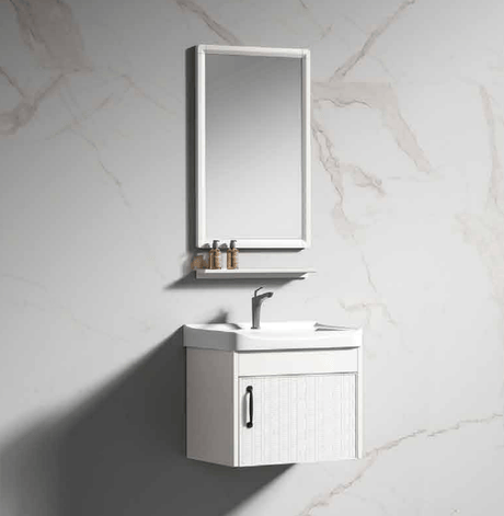 Wahkit Bathroom Vanity & Cabinets Wahkit White Compact PVC Bathroom Vanity with Basin and Mirror 430mm - K-9923