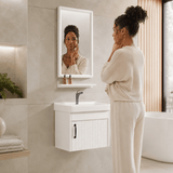Wahkit Bathroom Vanity & Cabinets Wahkit White Compact PVC Bathroom Vanity with Basin and Mirror 430mm - K-9923