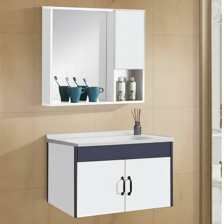 Wahkit Bathroom Vanity & Cabinets Wahkit White Double Door PVC Bathroom Vanity with Charcoal Accent and Mirror Cabinet 800mm - K-9230