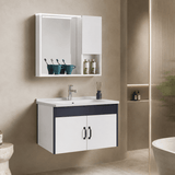 Wahkit Bathroom Vanity & Cabinets Wahkit White Double Door PVC Bathroom Vanity with Charcoal Accent and Mirror Cabinet 800mm - K-9230
