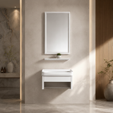 Wahkit Bathroom Vanity & Cabinets Wahkit White Floating Compact PVC Bathroom Vanity with Mirror 430mm - K-9908
