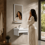 Wahkit Bathroom Vanity & Cabinets Wahkit White Floating Compact PVC Bathroom Vanity with Mirror 430mm - K-9908