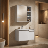 Wahkit Bathroom Vanity & Cabinets Wahkit White PVC and Marble Bathroom Vanity with Mirror Cabinet 600mm - K-9753C