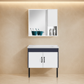 Wahkit Bathroom Vanity & Cabinets Wahkit White PVC Bathroom Vanity with Charcoal Accent and Mirror Cabinet 800mm  - K-9230B