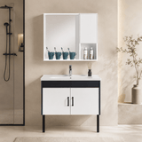 Wahkit Bathroom Vanity & Cabinets Wahkit White PVC Bathroom Vanity with Charcoal Accent and Mirror Cabinet 800mm  - K-9230B