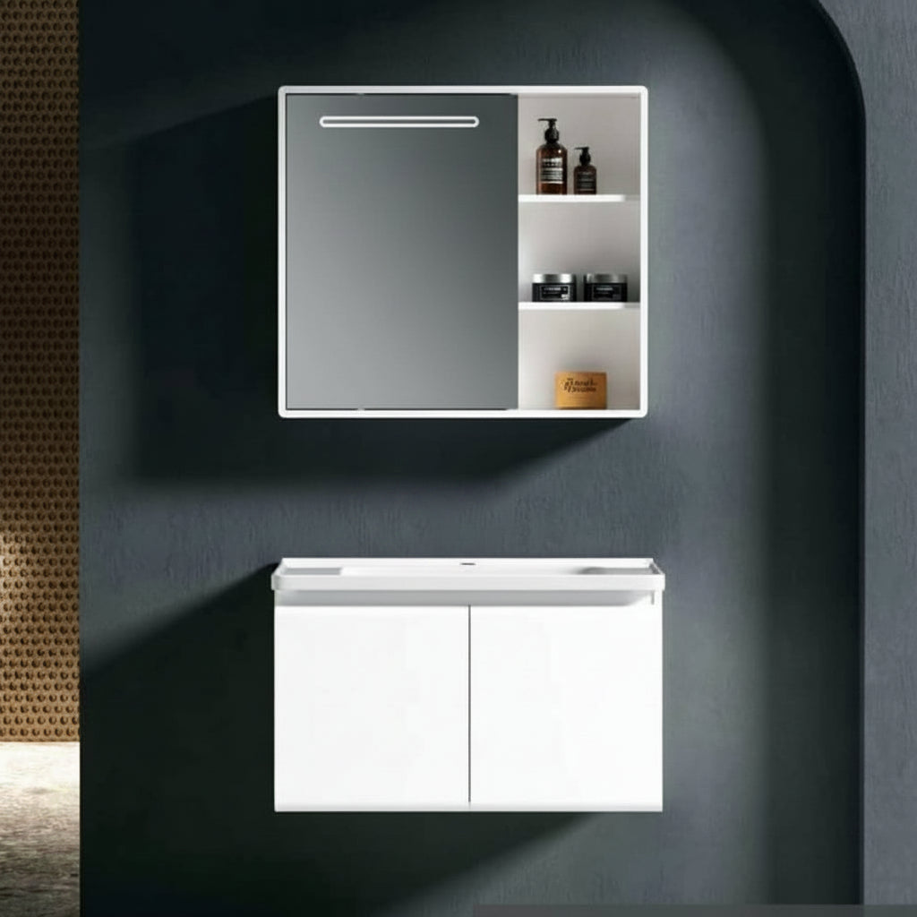 Wahkit Bathroom Vanity & Cabinets Wahkit White PVC Bathroom Vanity with Smart Mirror Cabinet 600mm - K-9991A