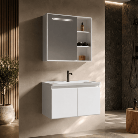 Wahkit Bathroom Vanity & Cabinets Wahkit White PVC Bathroom Vanity with Smart Mirror Cabinet 600mm - K-9991A