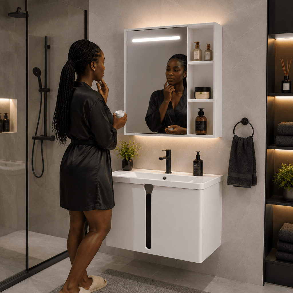 Wahkit Bathroom Vanity & Cabinets Wahkit White Smart Mirror PVC Bathroom Vanity 600mm - K-9982A
