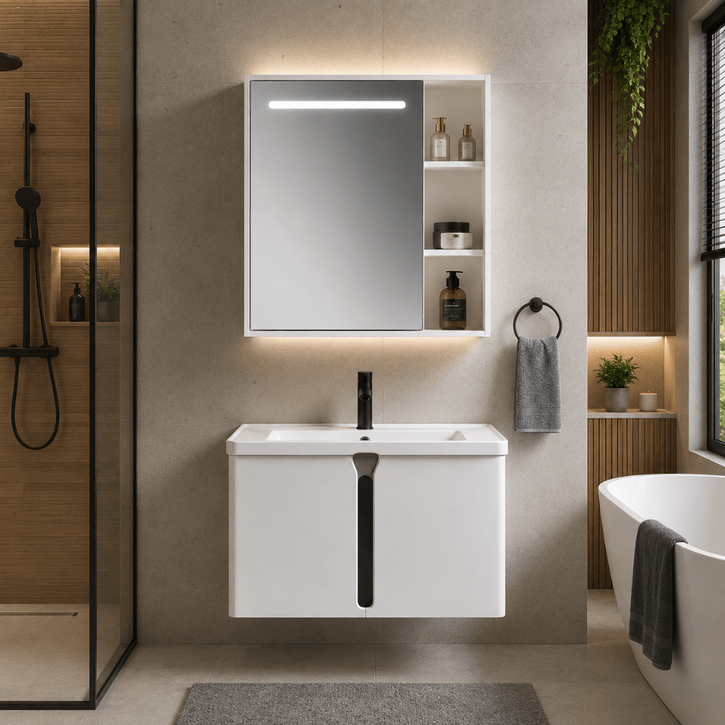 Wahkit Bathroom Vanity & Cabinets Wahkit White Smart Mirror PVC Bathroom Vanity 600mm - K-9982A