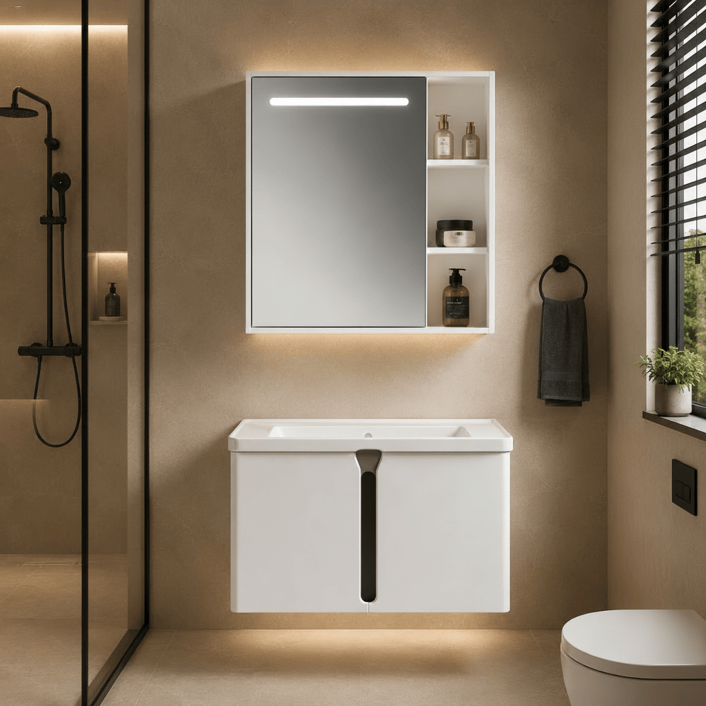 Wahkit Bathroom Vanity & Cabinets Wahkit White Smart Mirror PVC Bathroom Vanity 600mm - K-9982A