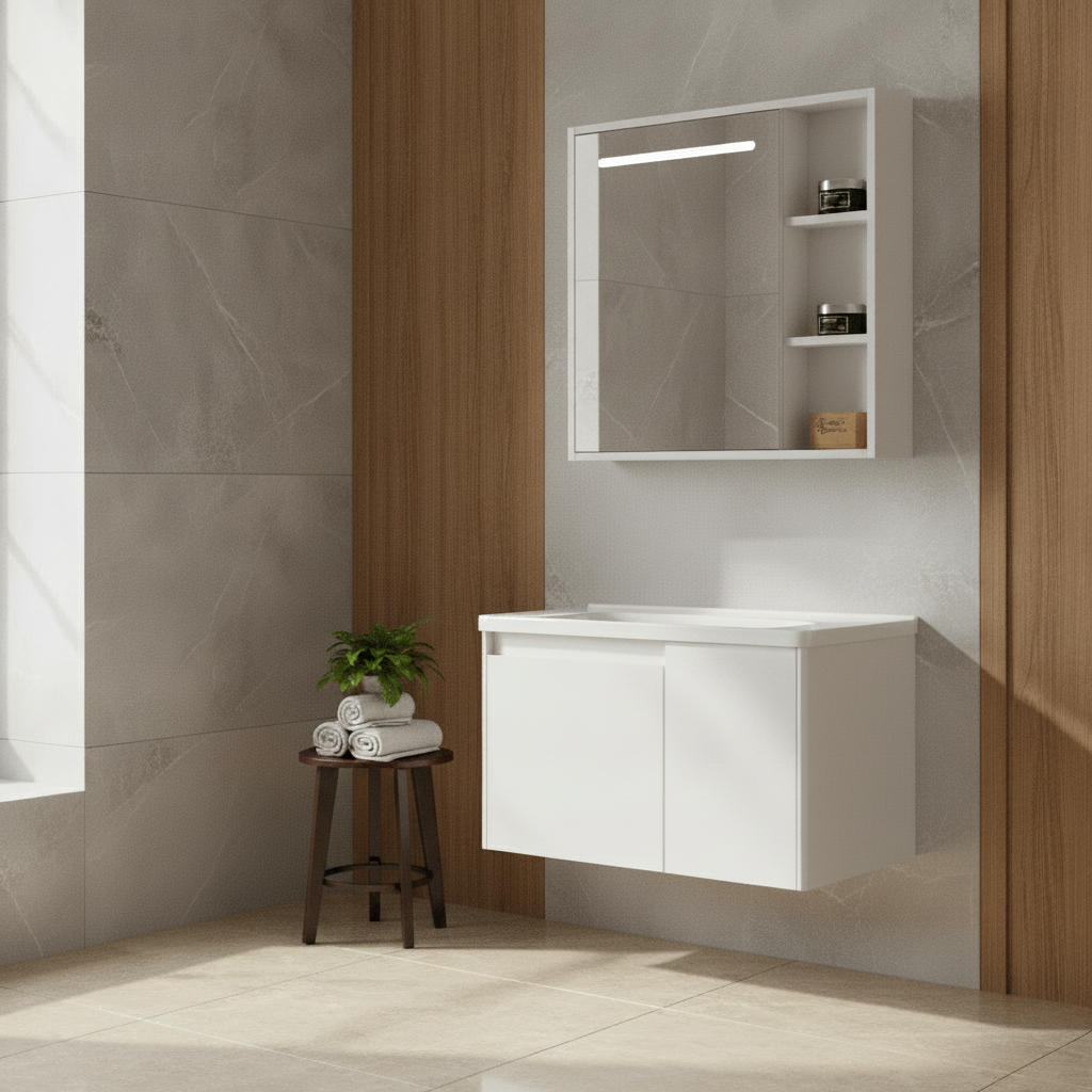 Wahkit Bathroom Vanity & Cabinets Wahkit White Smart Mirror PVC Bathroom Vanity 600mm - K-9988A