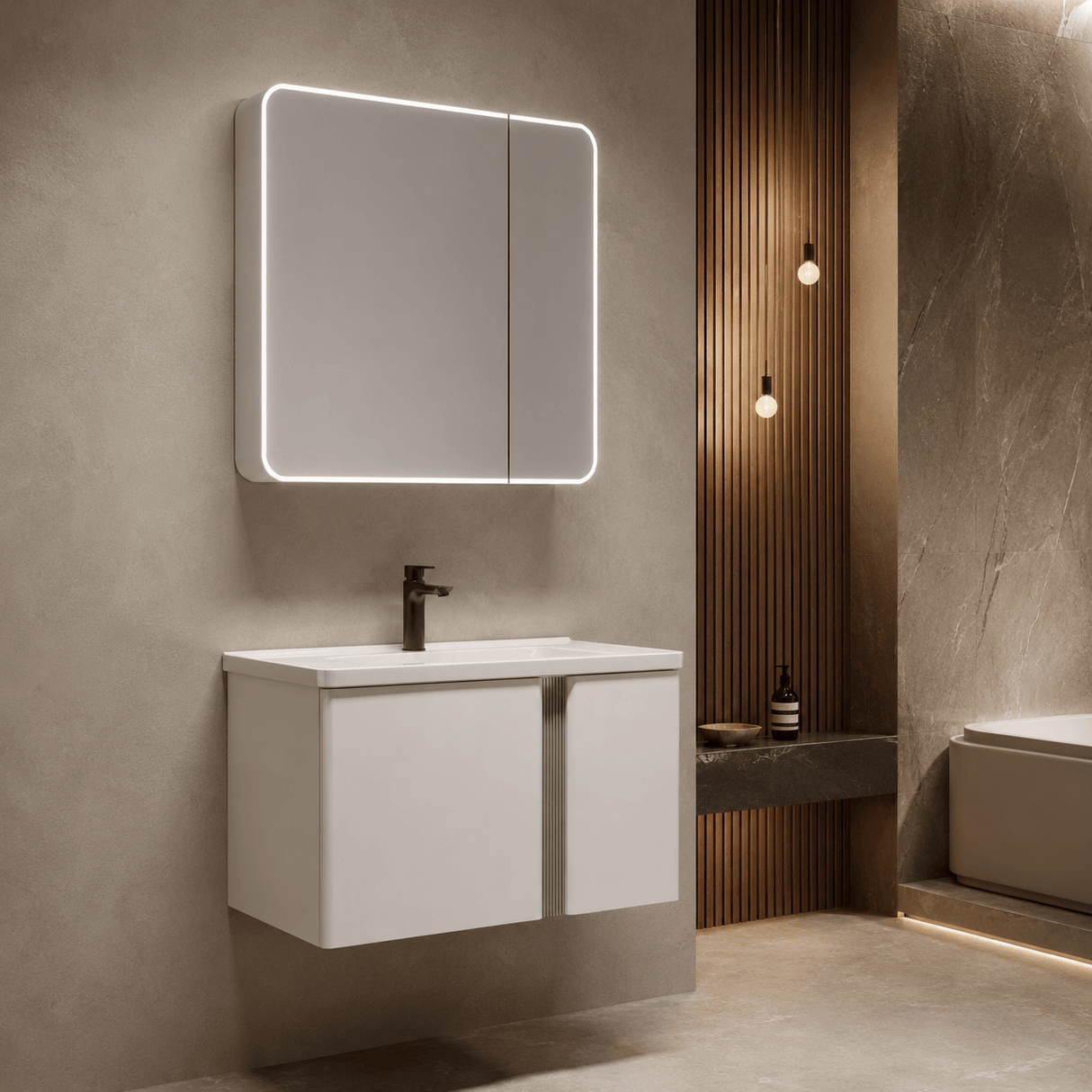 Wahkit Bathroom Vanity & Cabinets Wahkit White Smart Mirror PVC Bathroom Vanity 900mm - K-9994A