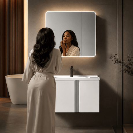 Wahkit Bathroom Vanity & Cabinets Wahkit White Smart Mirror PVC Bathroom Vanity 900mm - K-9994A