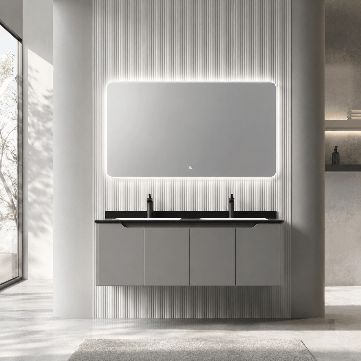 Wahkit Bathroom Vanity & Cabinets Wahkit Wide Grey Floating PVC Bathroom Vanity with Mirror 1200mm - K-9736A