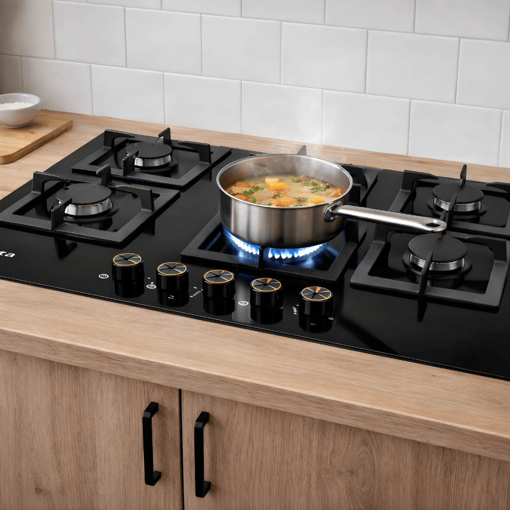 Westa Kitchen Appliances Westa 90cm 5 Burner Gas Stove With Hob Round Design - T900-G11
