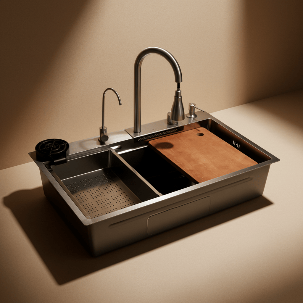 Westa Kitchen Sink Westa Multifunctional Waterfall Kitchen Sink with Faucet & Workstation Accessories - 8250 FY