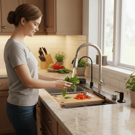 Westa Kitchen Sink Westa Multifunctional Workstation Kitchen Sink with Pull-Out Faucet & Accessories - 8245 SY