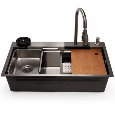Westa Kitchen Sink Westa Single Bowl Workstation Sink with Pull-Out Faucet & Accessories - 8245