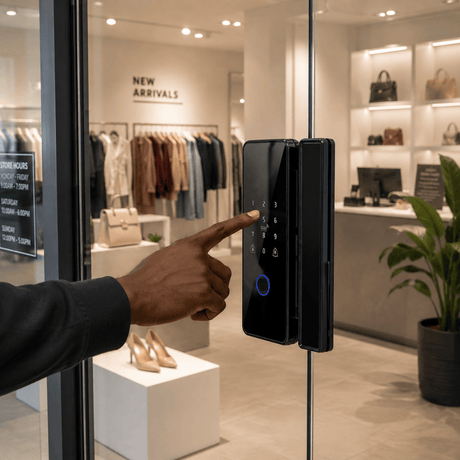 Westa Smart Locks & Digital Access Westa Smart Glass Door Lock with Fingerprint, Password, Card & Bluetooth App Control - K17