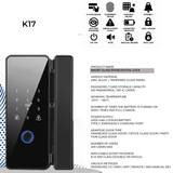 Westa Smart Locks & Digital Access Westa Smart Glass Door Lock with Fingerprint, Password, Card & Bluetooth App Control - K17