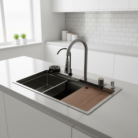 Westa Kitchen Sink Westa Workstation Sink with Pull-Out Faucet, Cutting Board & Accessories - 7545 FY