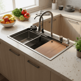 Westa Kitchen Sink Westa Workstation Sink with Pull-Out Faucet, Cutting Board & Accessories - 7545 FY