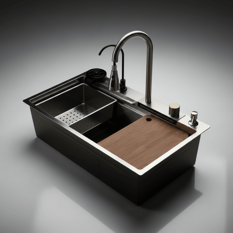 Westa Kitchen Sink Westa Workstation Sink with Pull-Out Faucet, Cutting Board & Accessories - 7545 FY