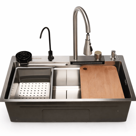 Westa Kitchen Sink Westa Workstation Sink with Pull-Out Faucet, Cutting Board & Accessories - 7545 FY