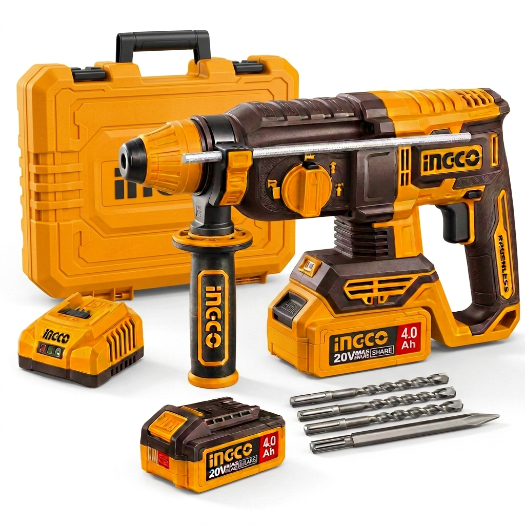 White-background rotary hammer kit