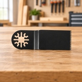 Wide oscillating blade on a workshop table